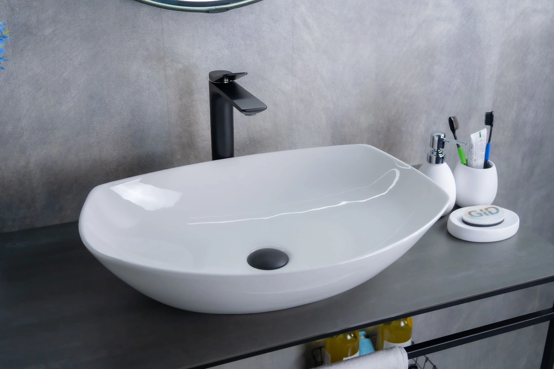 Раковина Gid N9137 51177 накладная белая 56x40x16