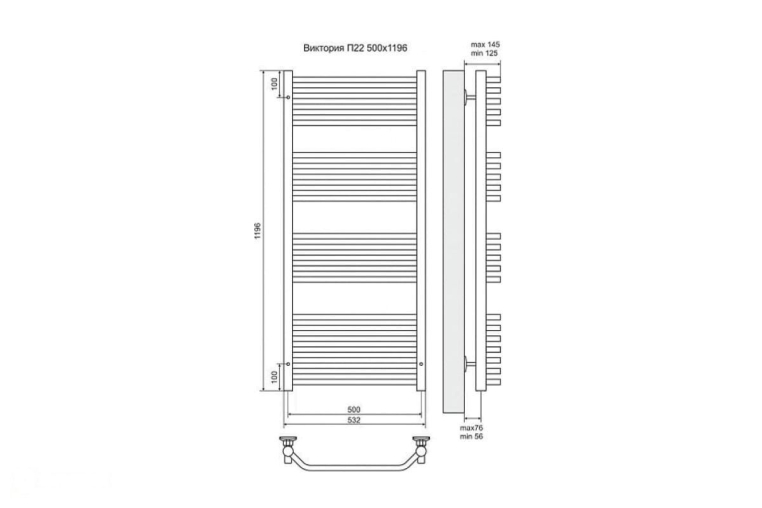 Электрический полотенцесушитель Terminus Виктория П22 500x1196 ТЭН Лев./Пр. (4660059920634)