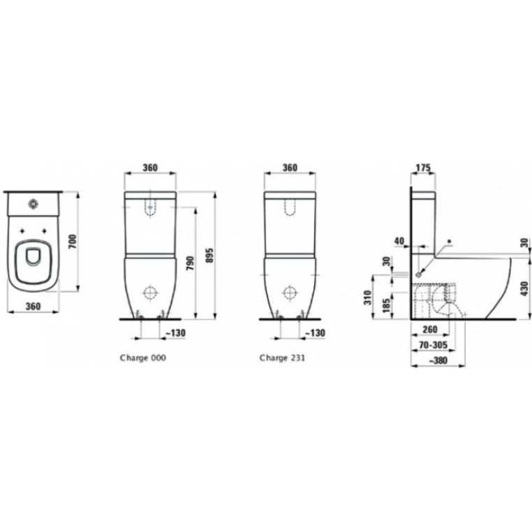 Унитаз напольный Laufen Palomba 8.2480.1+2880.1.000.971+9180.2