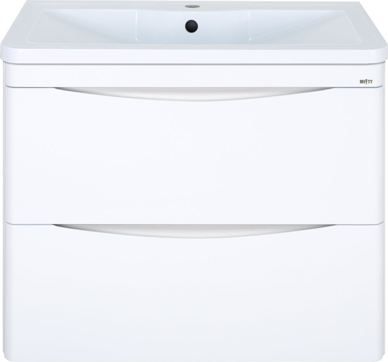 Тумба с раковиной Misty Атлантик 80 подвесная, белая (П-Атл-01080-011П2Я+4623723685673)