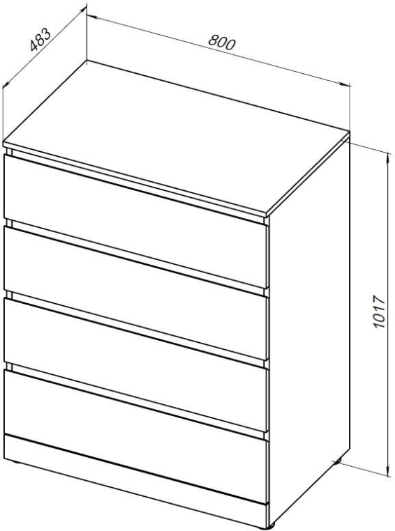 Комод Aquanet Сканди 800x480 Дуб эдгрейн (4 ящика) 00302541