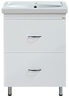 Тумба под раковину напольная с 2 ящиками Misty Калипсо 60 Э-Кап01060-012Я белая