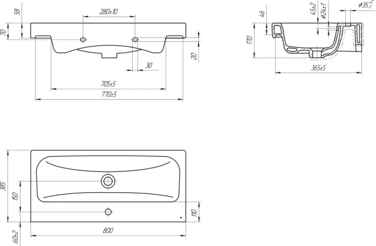 Раковина Cersanit Moduo slim 80 (S-UM-MOD80SL/1)
