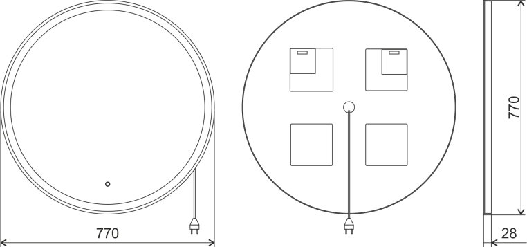 Зеркало круглое Stworki Мальмё 77 с подсветкой, сенсор на зеркале, круглое, настенное, российское (LED-00002461)