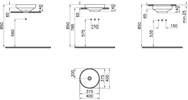 Мебель для ванной Stworki Ольборг 120 столешница дуб карпентер, без отверстий, 2 тумбы 60, с раковиной Vitra Water jewels