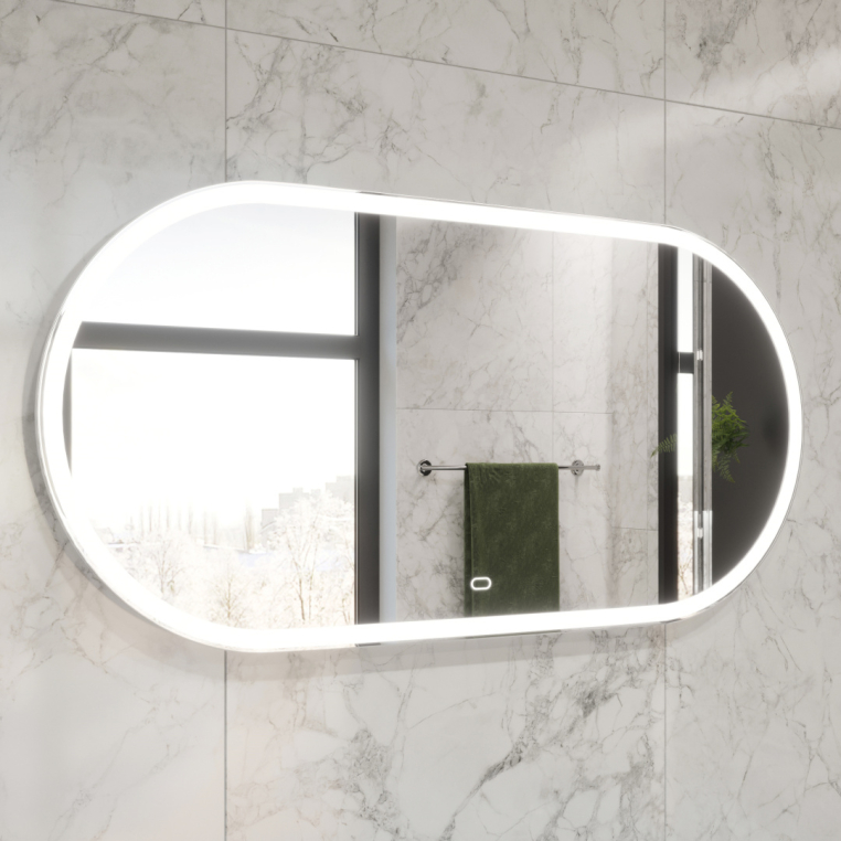 Зеркало Stworki Мальмё 120 с подсветкой, сенсор на зеркале, овальное, настенное (LED-00002201)