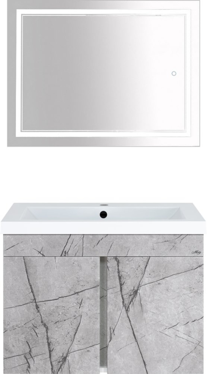 Комплект мебели Misty Торос 75, серый мрамор (П-Тор0075-011+4627173210317+П-Нео060080-2ПРСНКДВП)