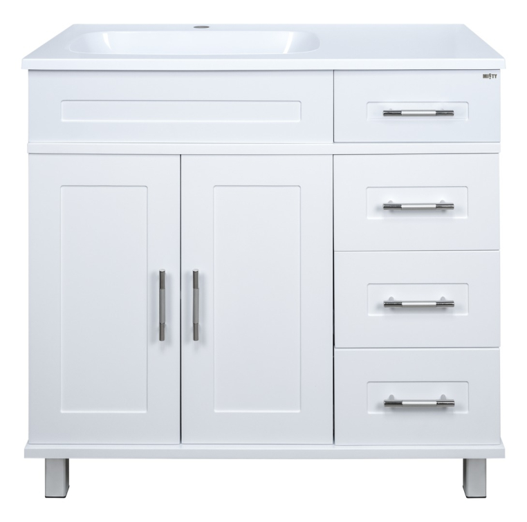 Тумба под раковину Misty Купер-90 П-Куп01090-0124ЯЛ с четырьмя ящиками, левая