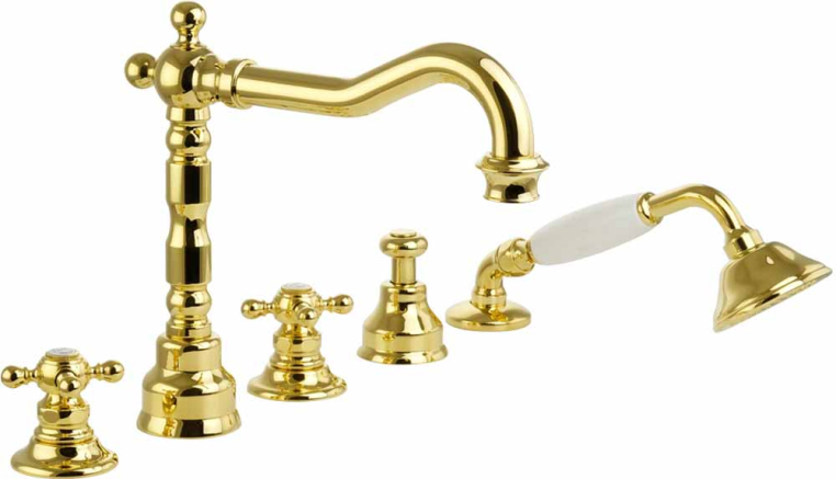 Смеситель на борт ванны Migliore Arcadia 18395 на 5 отверстий золото