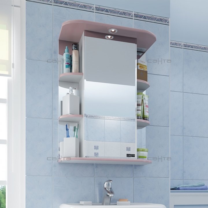 Зеркальный шкаф СаНта Герда 55 101026 розовый