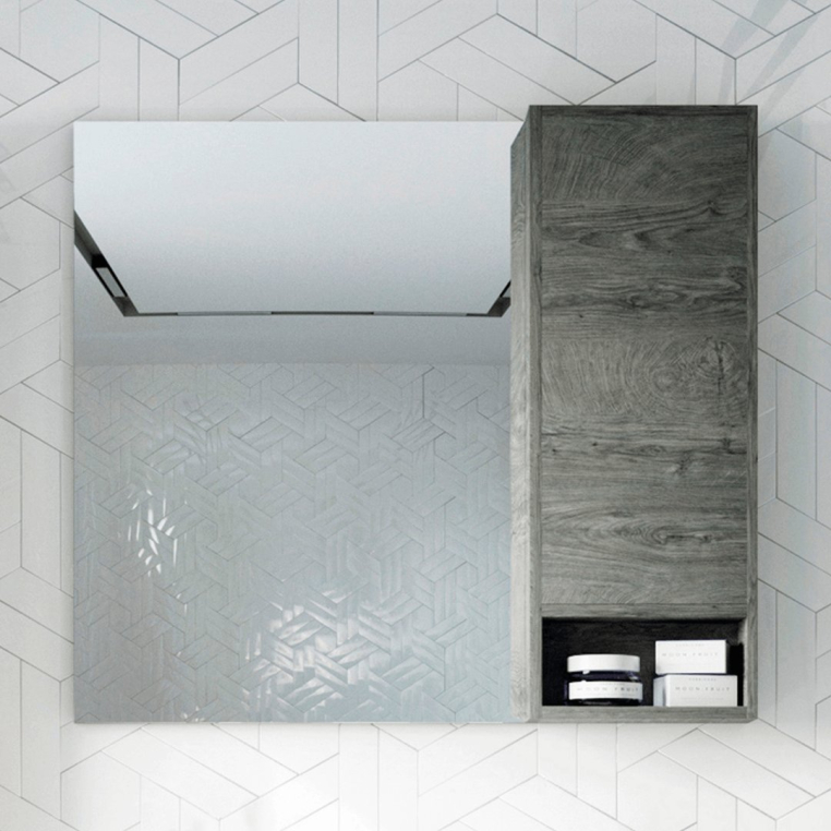 Мебель для ванной Stworki Карлстад 90 дуб рошелье, роверелла, в стиле лофт, серая, под дерево, российская