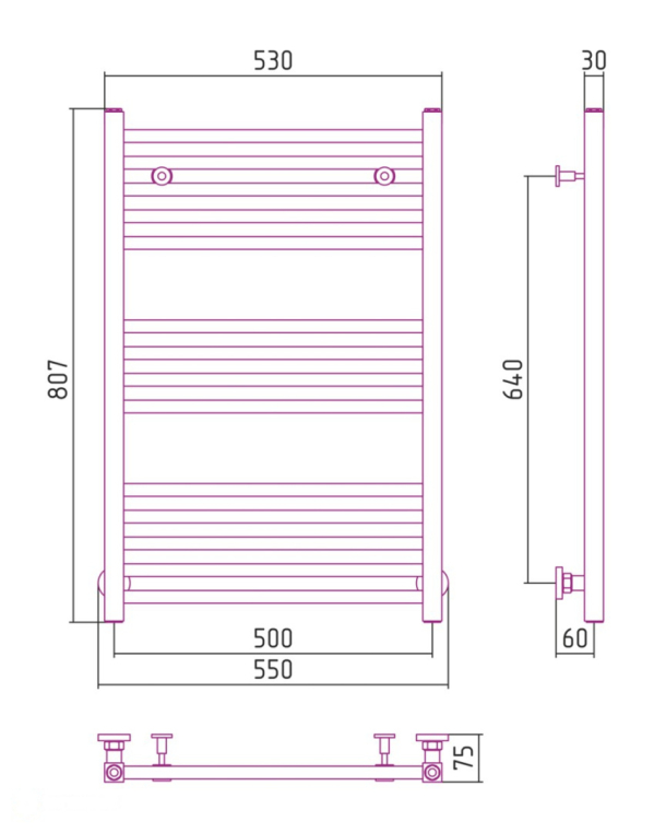 Полотенцесушитель водяной Сунержа Модус 55x80 17-0250-8050 черный