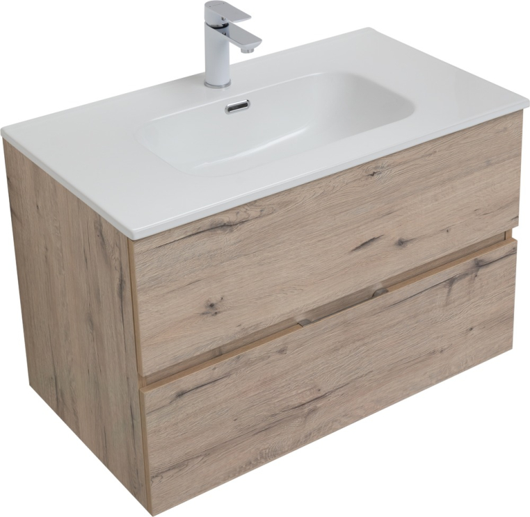 Тумба под раковину Aquanet Алвита new 80 дуб веллингтон белый с ящиками (00277517)