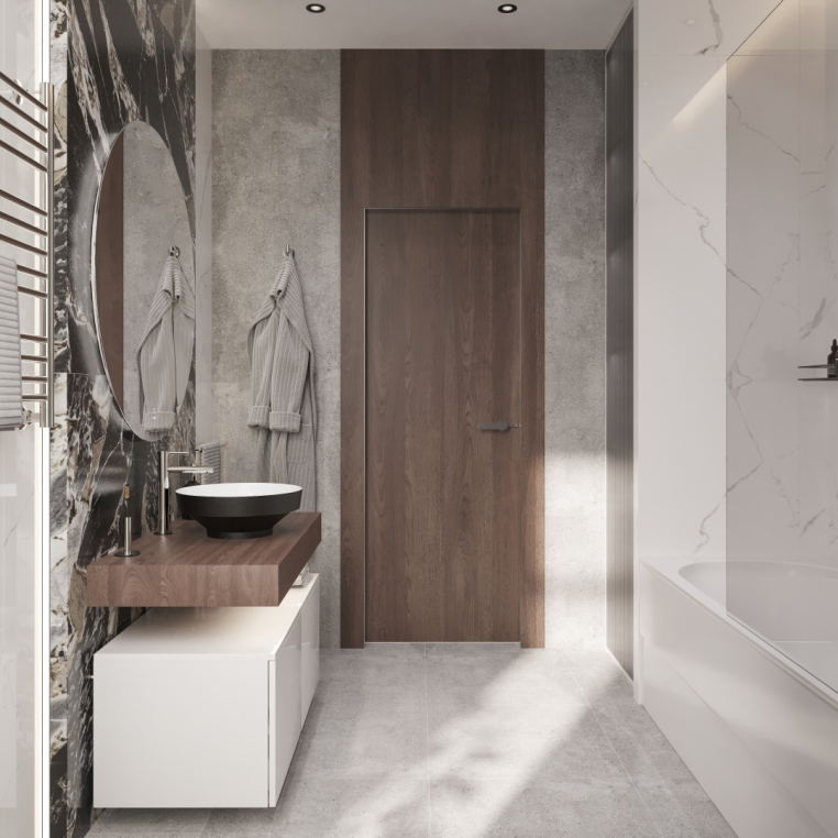 Мебель для ванной Stworki Ольборг 100 столешница дуб карпентер, без отверстий, 2 тумбы 50, с раковиной Vitra Water jewels