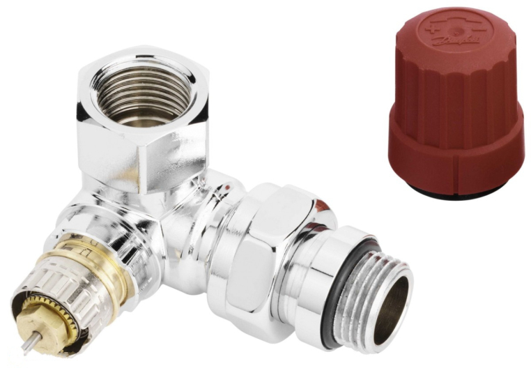 Danfoss Трехосевой клапан RA-NCX для подключения справа, хромированный (013G4239)