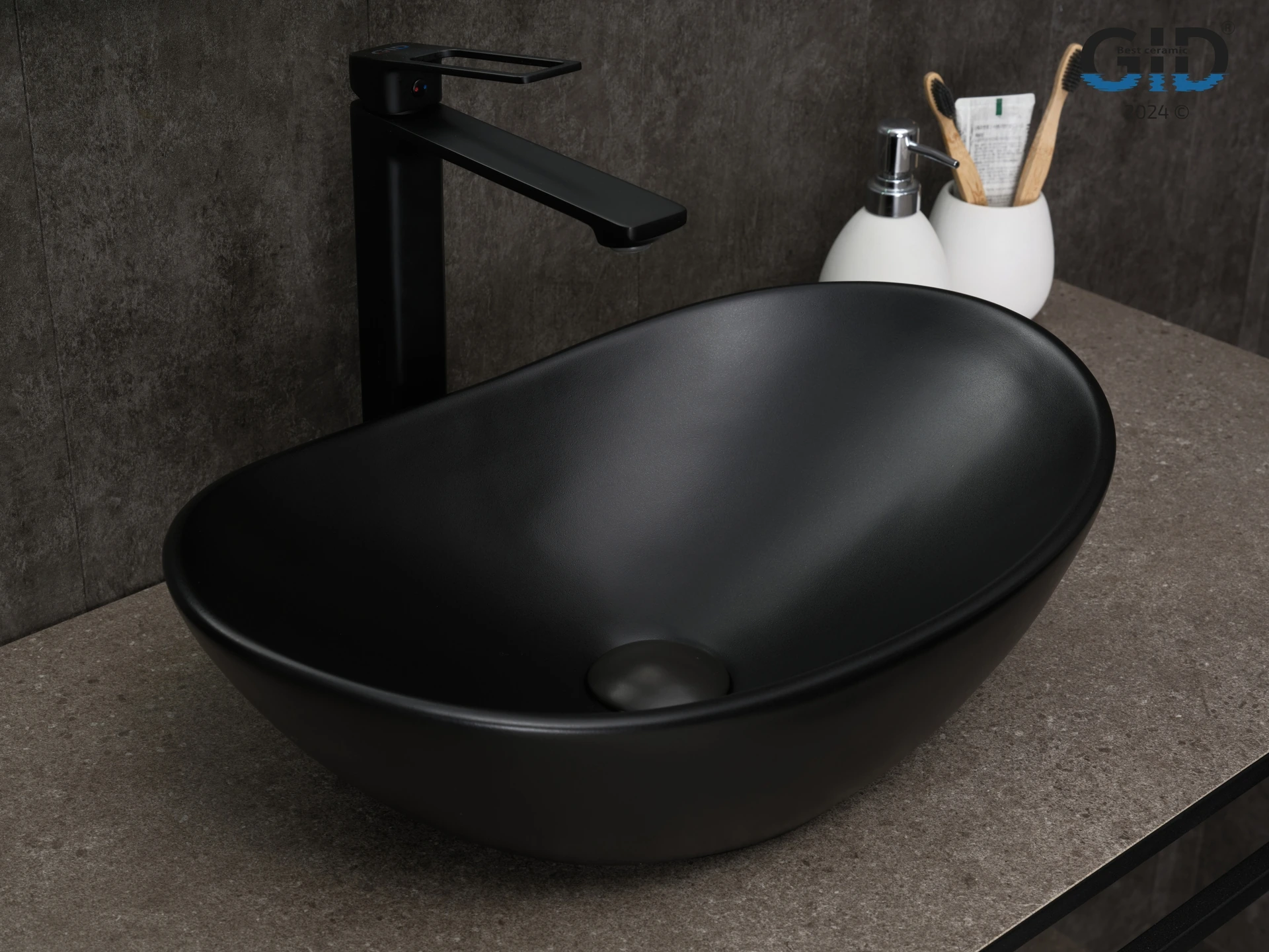 Раковина Gid Bm9133 53352 накладная черная матовая 48x30.5x14.5