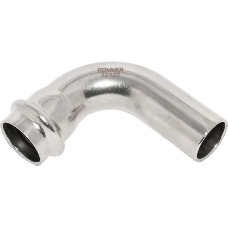 RSS-0002-000028 ROMMER Угольник однораструбный 90° ВПр-НПр, 28, из нержавеющей стали прессовой
