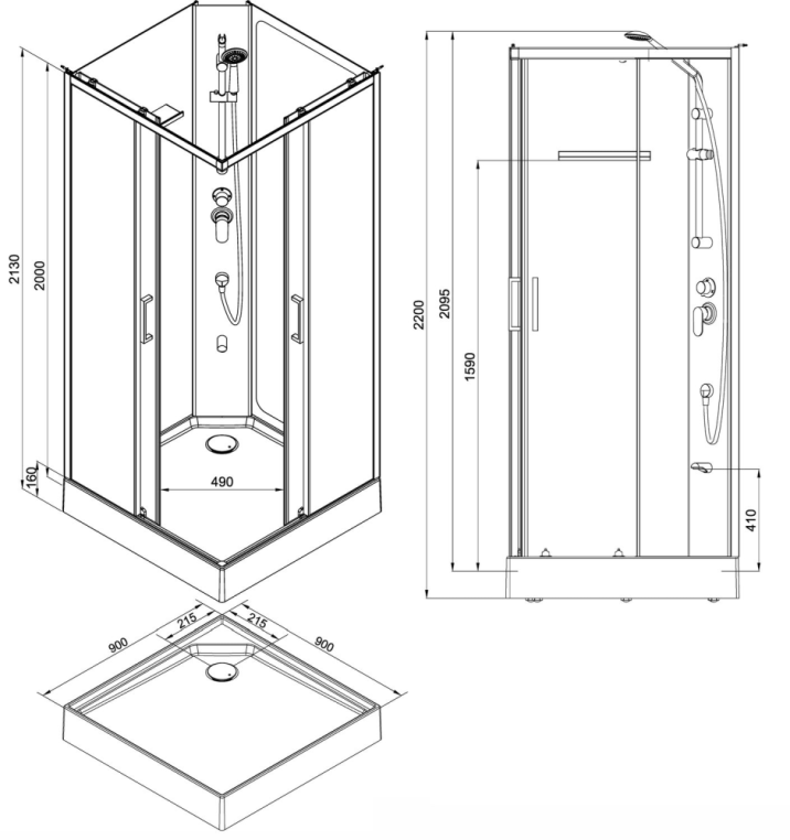 Душевая кабина Aquanet Passion S 2.0 90x90, прозрачное стекло 00263869