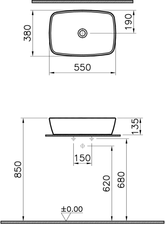 Мебель для ванной Stworki Ольборг 120 столешница дуб французский, без отверстий, 2 тумбы 60, с раковиной Vitra Shift черной