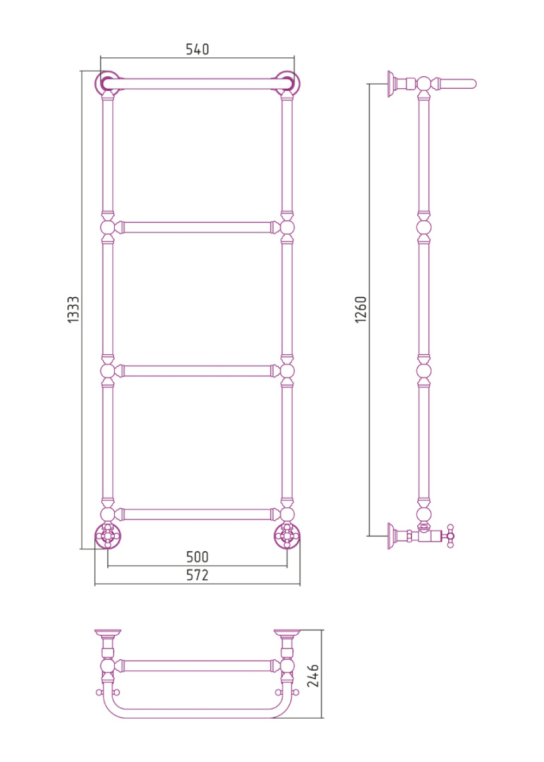Полотенцесушитель водяной Сунержа Ренессанс 57x133 00-0281-1250 хром