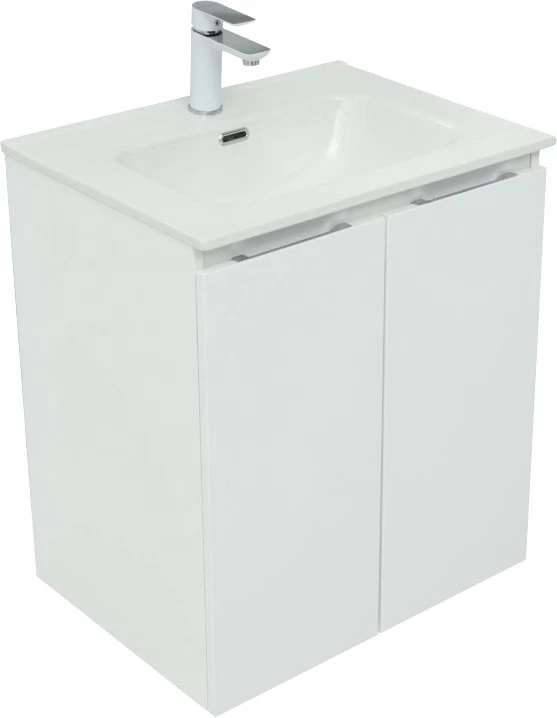 Тумба с раковиной Aquanet Алвита new 60 подвесная, белая матовая, с дверками (00277522+812-60)