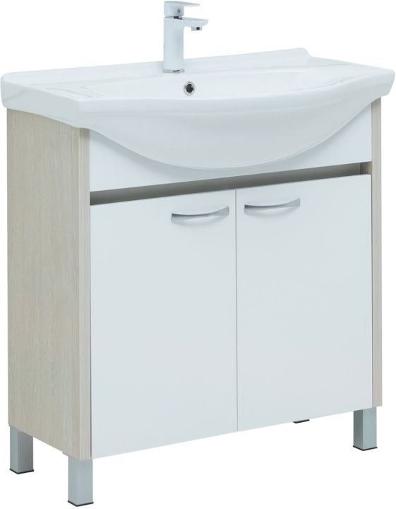 Тумба под раковину Aquanet Донна 80 белый дуб/белый (2 дверцы) 00274170