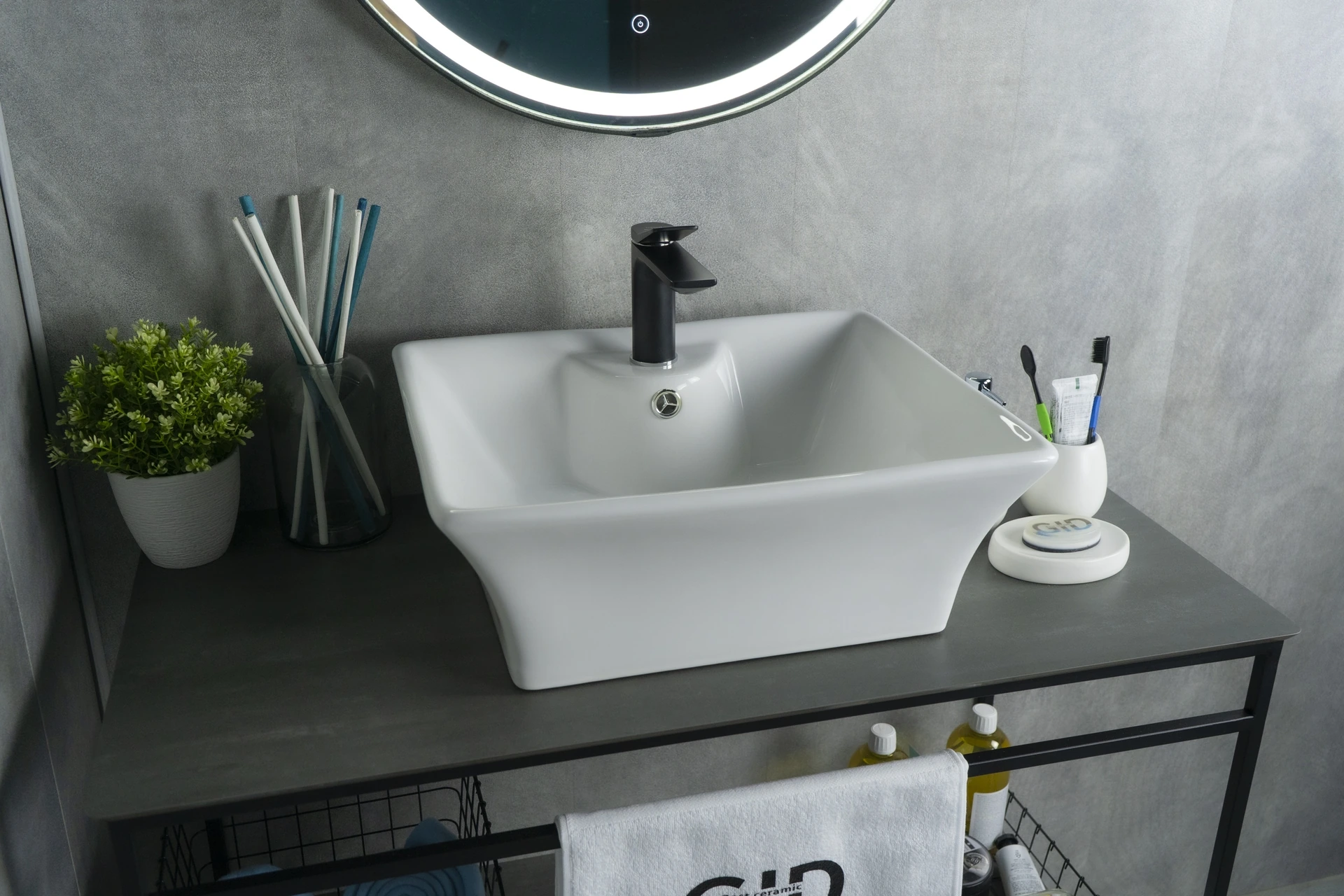 Раковина Gid N9108 51121 накладная белая 49x41x19