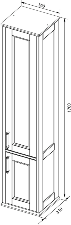 Пенал Aquanet Бостон 36 L белый матовый (ручки золото) 00242219