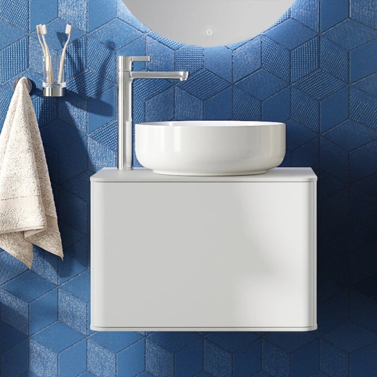 Тумба с раковиной Stworki Ноттвиль 60 белая, с отверстием под смеситель