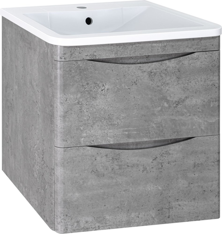 Тумба под раковину Misty Атлантик подвесная с 2 ящиками серый камень (П-Атл-01060-501П2Я)