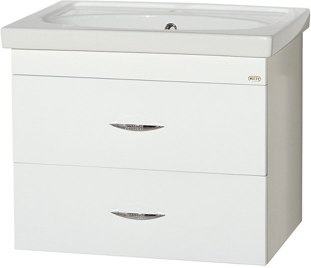 Тумба под раковину подвесная с 2 ящиками Misty Калипсо 70 Э-Кап01070-01П2Я белая эмаль