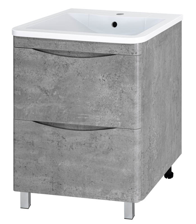 Тумба под раковину Misty Атлантик 80 с 2 ящ. серый камень