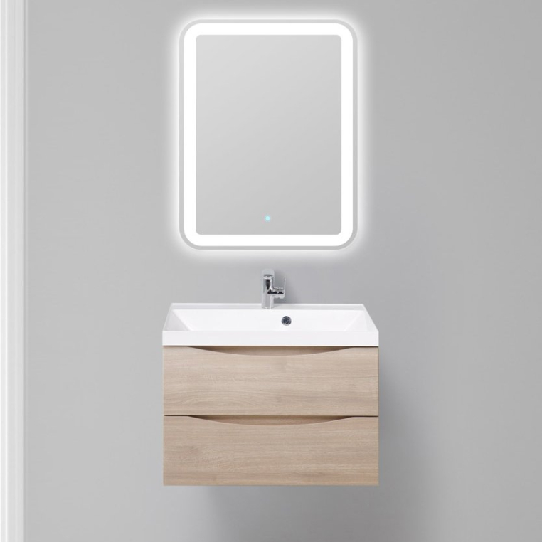 Комплект мебели BelBagno Marino 70 rovere grigio (MARINO-700-2C-SO-RG-P+BB700/450-LV-MR-AST+SPC-MAR-600-800-LED-TCH)