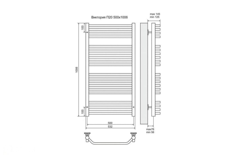 Электрический полотенцесушитель Terminus Виктория П20 500x1006 ТЭН Лев./Пр. (4660059920627)