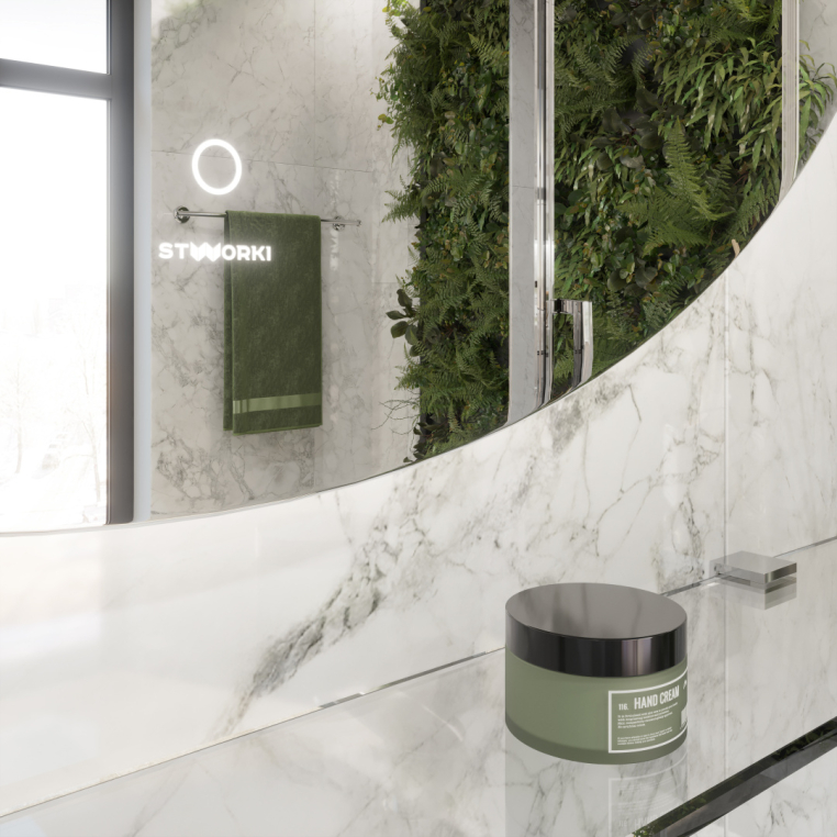 Зеркало круглое Stworki Мальмё 100 с ореольной подсветкой, сенсор на зеркале, круглое, настенное (LED-00002462)