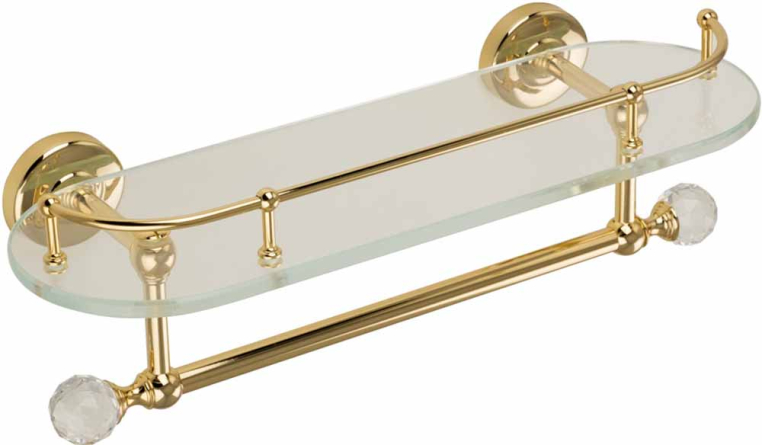 Полка c галереей и полотенцедержателем Migliore Amerida 16602 стекло/золото/Crystal L36 см