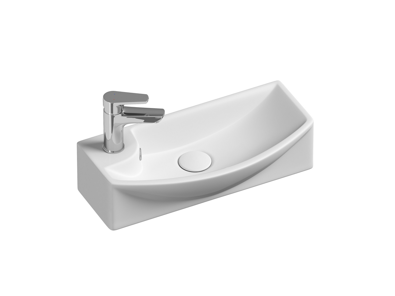 Подвесные раковины CERAMICANOVA CN6038R Умывальник подвесной прямоугольный с крепежом (чаша справа отв под смеситель слева) Element