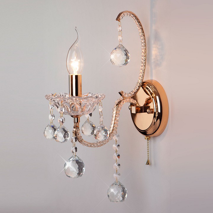 Бра Eurosvet Ariella 10044/1 золото/прозрачный хрусталь Strotskis