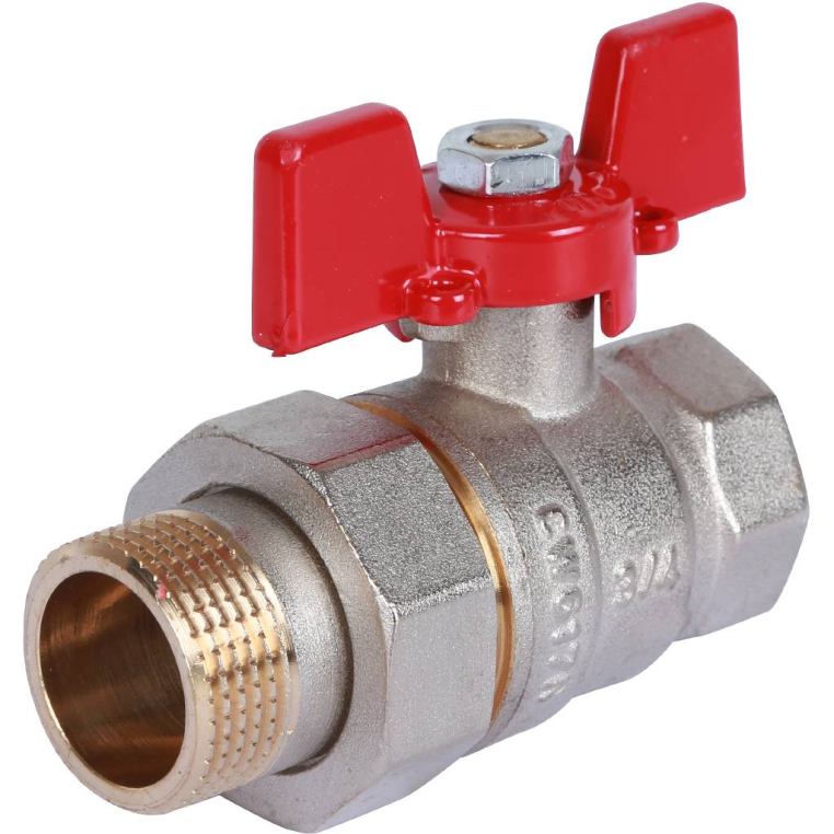 Шаровой кран ROMMER (RBV-0005-0510220) с американкой 3/4 ВН/НР, ручка бабочка