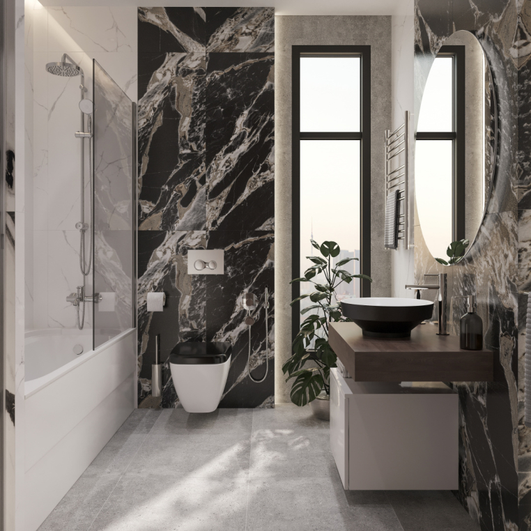 Мебель для ванной Stworki Ольборг 80 столешница дуб карпентер, без отверстий, с тумбой 50, с раковиной Vitra Water jewels