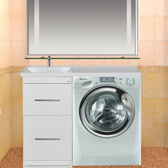 Тумба с раковиной Misty Мексика под стиральную машину (П-Мекс01060-0113Я+Р-Мек14105-ДП)