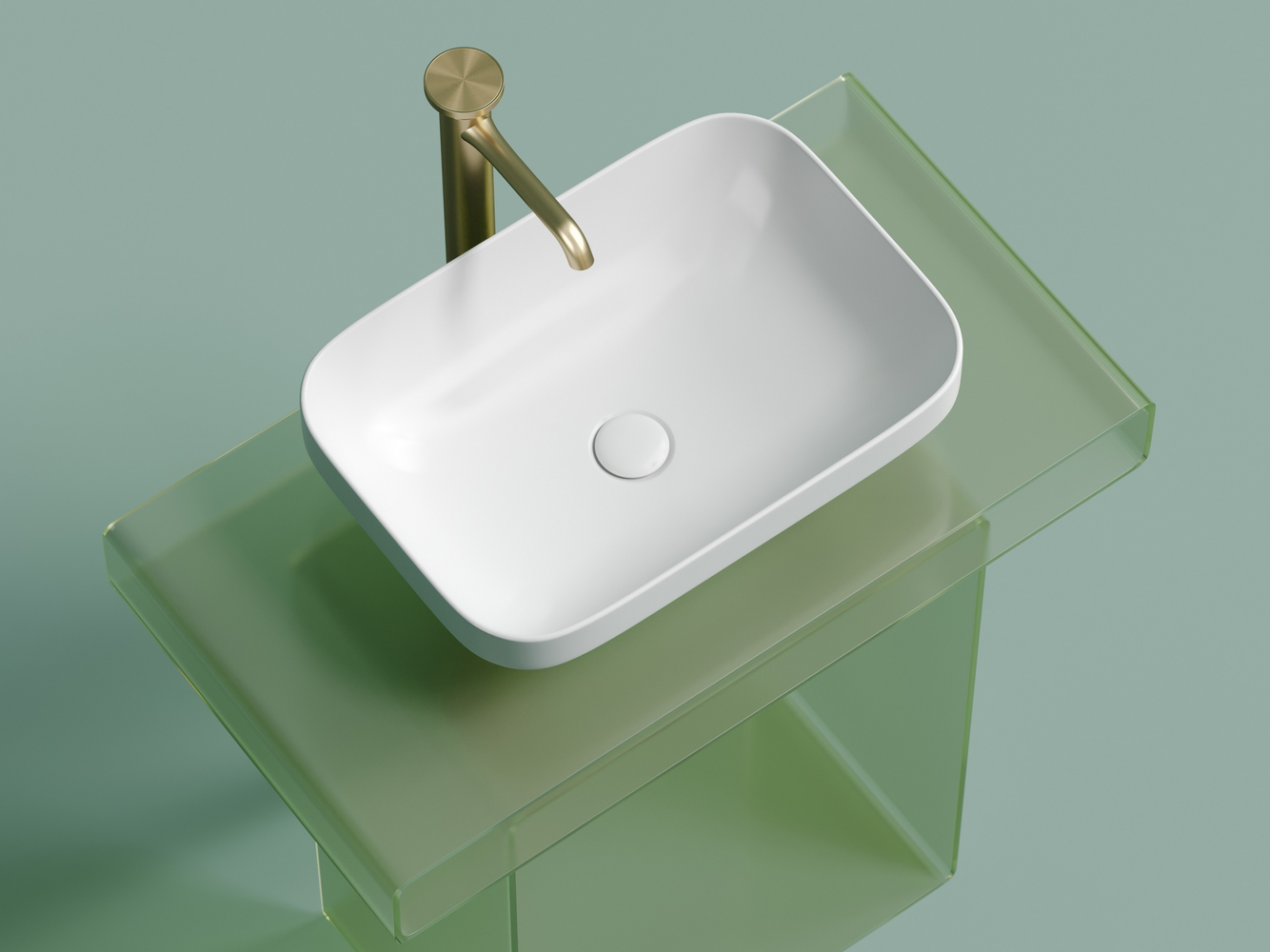 Умывальник чаша накладная прямоугольная (цвет Белый Матовый) Element 500x359x145мм