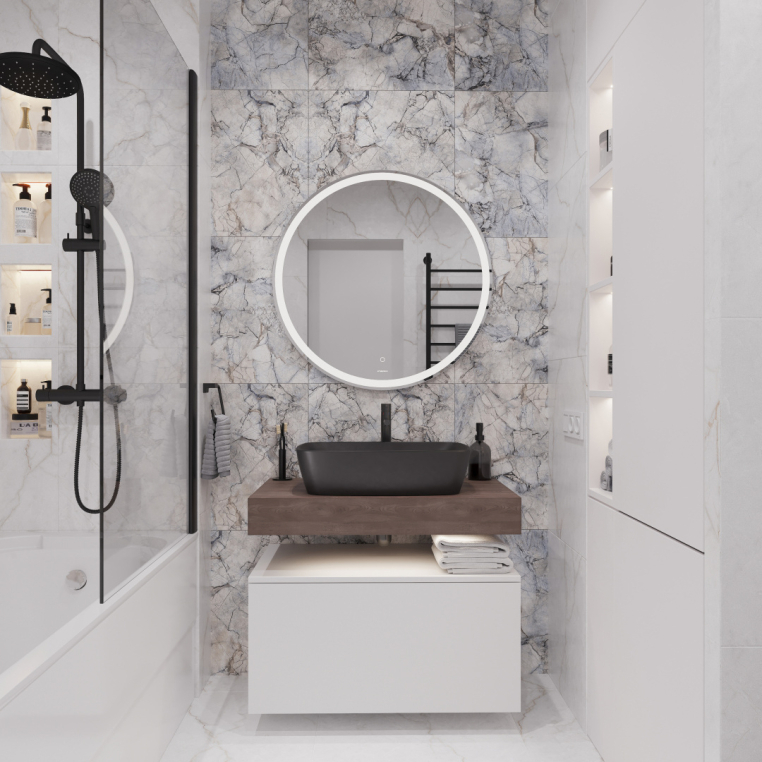 Мебель для ванной Stworki Ольборг 80 столешница дуб карпентер, без отверстий, с тумбой 80, с раковиной Vitra Shift черной