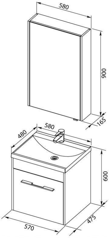 Мебель для ванной Aquanet Августа 58 белый 00225249