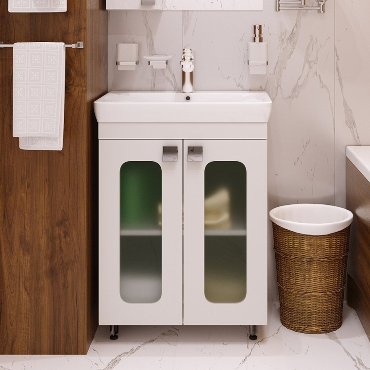 Тумба с раковиной Misty Урал 60 2 дверцы (Э-Ура-01060-021Н+БП-э000000983)