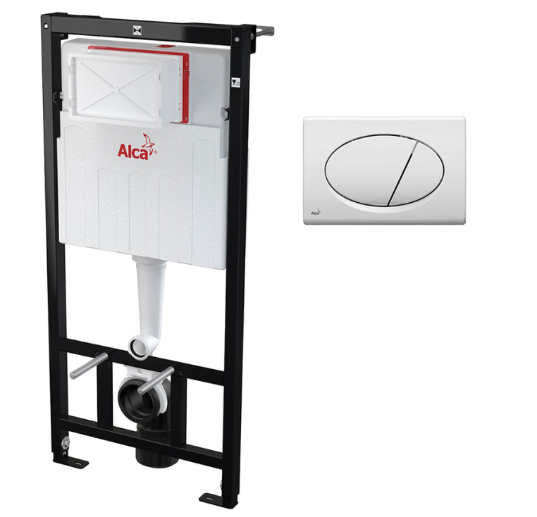 Инсталляция для унитаза с белой кнопкой AlcaPlast AM101/1120-3:1 RU M70-001