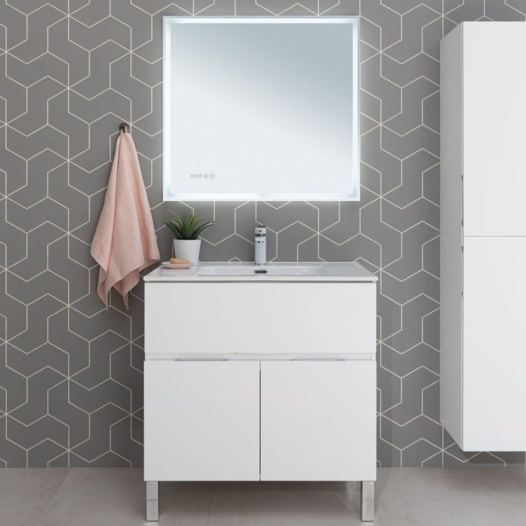 Комплект мебели Aquanet Алвита new 80 напольная, белая матовая, с дверками и ящиком (00277550+812-80+00277537)