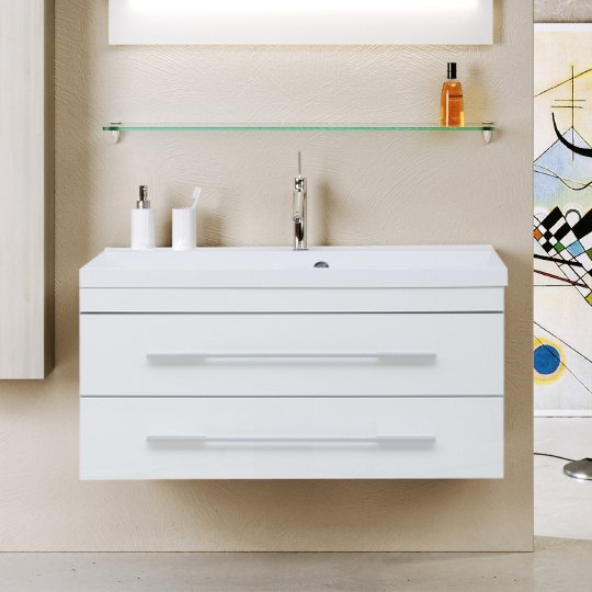 Тумба с раковиной Aquanet Верона 100 подвесная белая (175382+00284116)