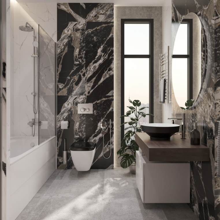 Мебель для ванной Stworki Ольборг 100 столешница дуб карпентер, без отверстий, с тумбой 50, с раковиной Vitra Water jewels