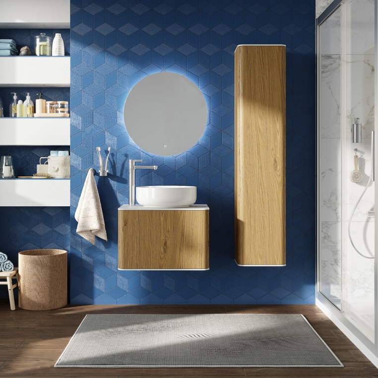 Мебель для ванной Stworki Ноттвиль 60 дуб верона, с отверстием под смеситель, подвесная (комплект, гарнитур)